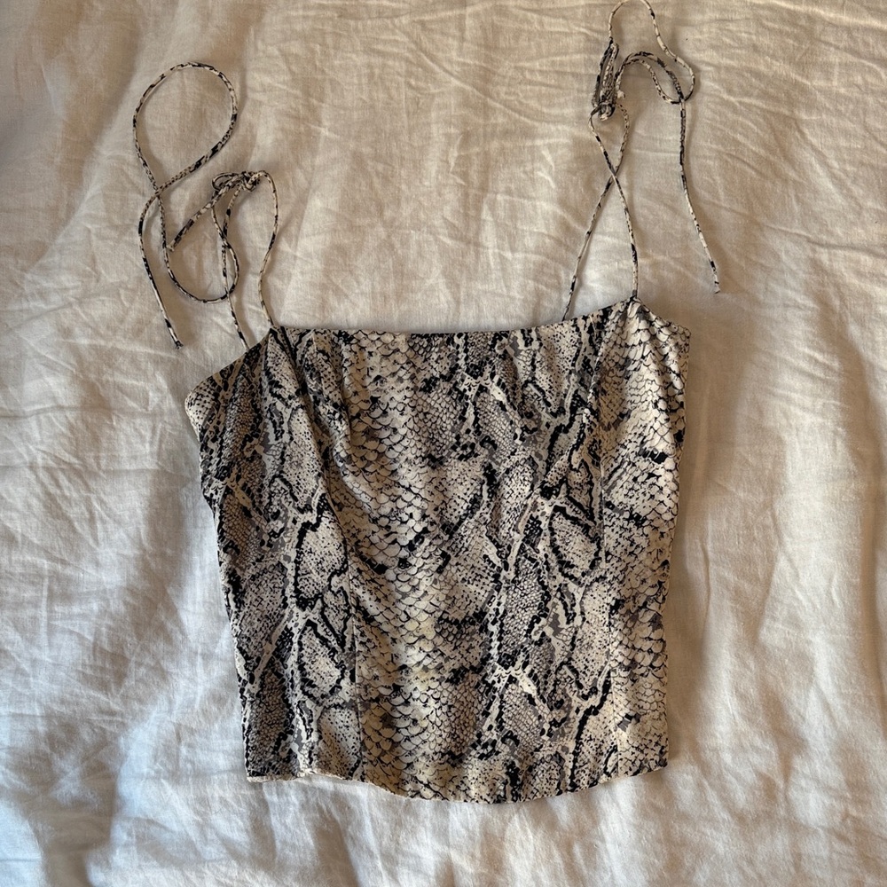 Reformation Snake Print Crop Top